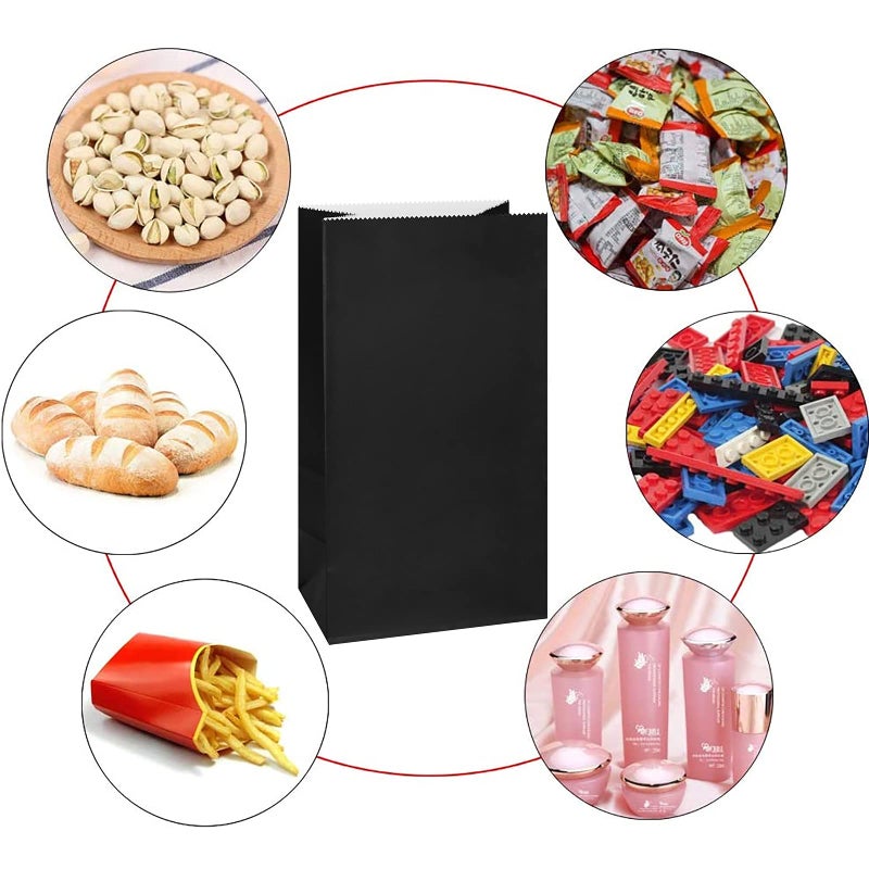KEYYOOMY Mini Bright Color Paper Bags Black Party Favor Bags Small Party Goodie Bag Paper Lunch Bag (Black, 50 CT, 3.5 X 2.4 X 7.1 In) - Image 4